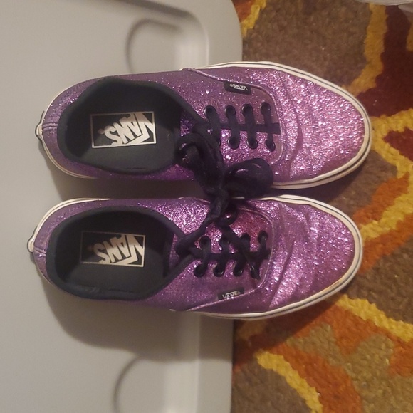 VANS 5.5/7sz. Purple Glitzy pair OR Floral Print on Black sz 6.5 big kids - Picture 8 of 12